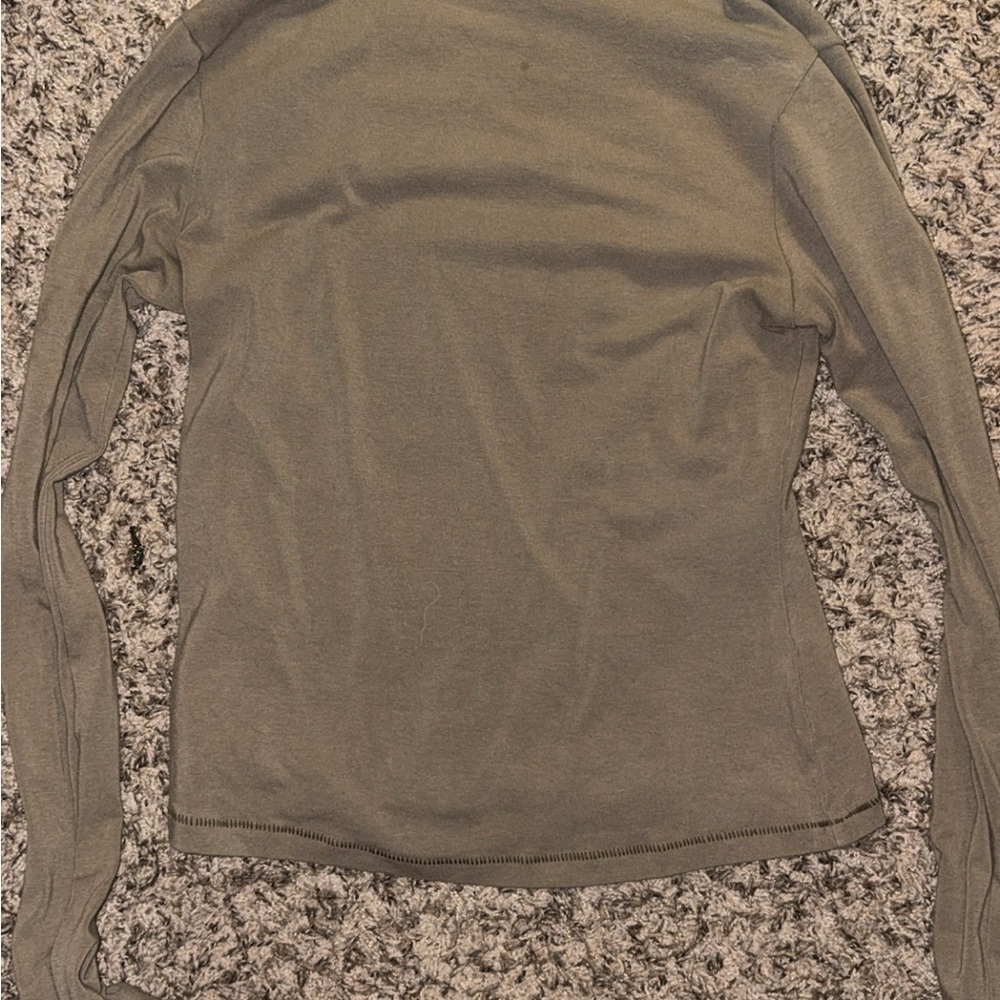 SKIMS Long Sleeve Tee in Olive cotton fit mock neck , tiny stain